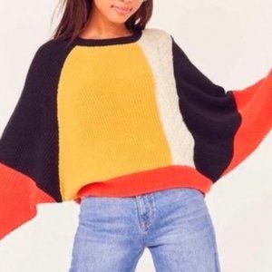 Moon & Madison Colorblock Crop Raglan Dolman Sweater Size large